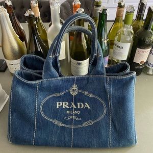 Prada Canapa denim tote